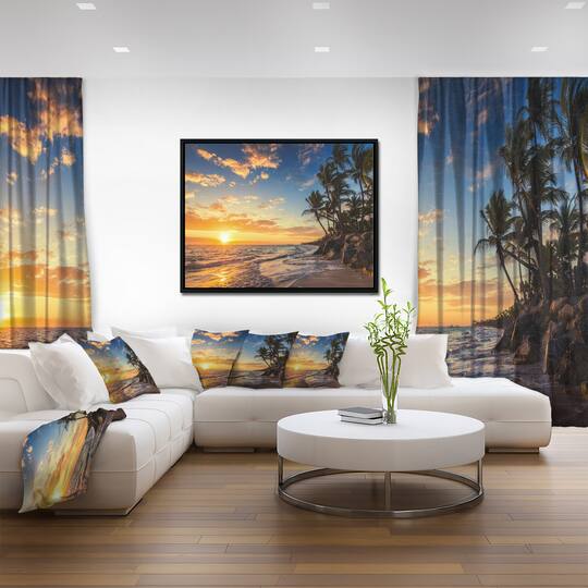 Designart - Paradise Tropical Island Beach with Palms